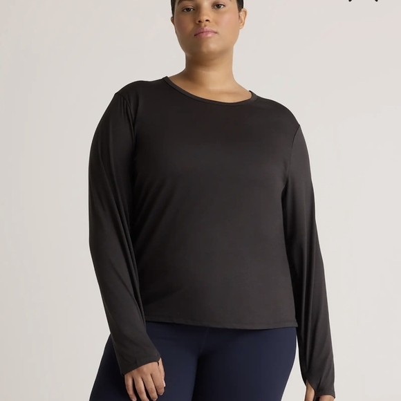 NWT Quince Flowknit Breeze Long Sleeve Top Athletic Performance Thumbhole Black - Picture 3 of 10